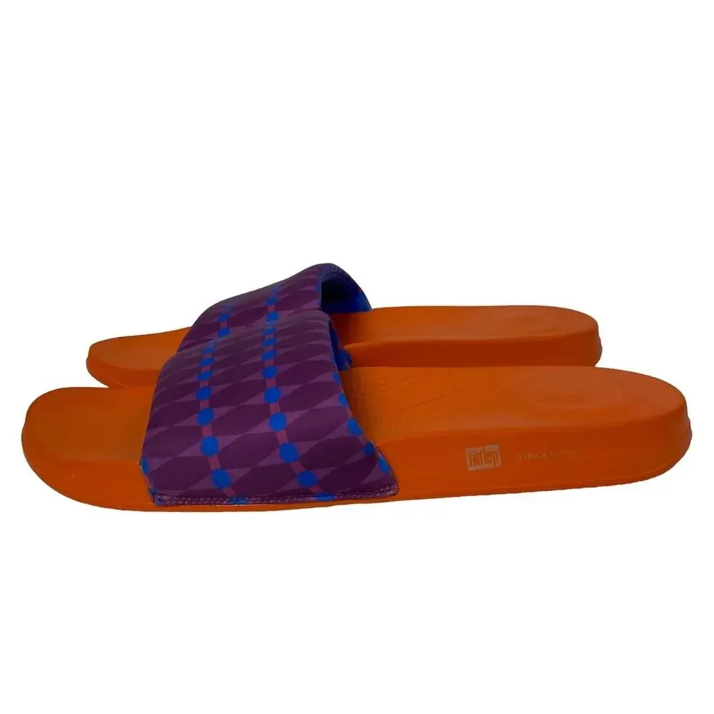 Fitflop Iqushion X Yinka Ilori Men's Violet Blue Haze Slide Sandal Shoes Size 12